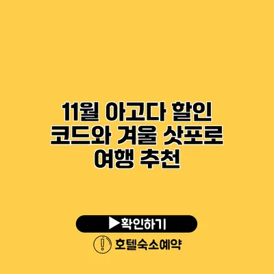 11월 아고다 할인 코드와 겨울 삿포로 여행 추천