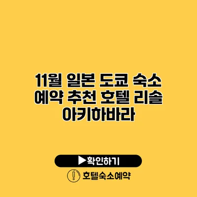 11월 일본 도쿄 숙소 예약 추천 호텔 리솔 아키하바라