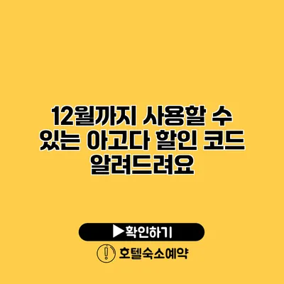 12월까지 사용할 수 있는 아고다 할인 코드 알려드려요