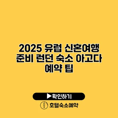 2025 유럽 신혼여행 준비 런던 숙소 아고다 예약 팁