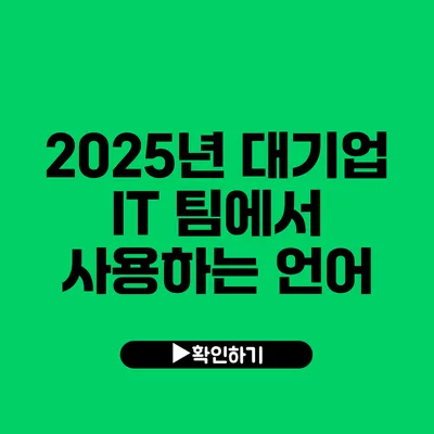 2025년 대기업 IT 팀에서 사용하는 언어