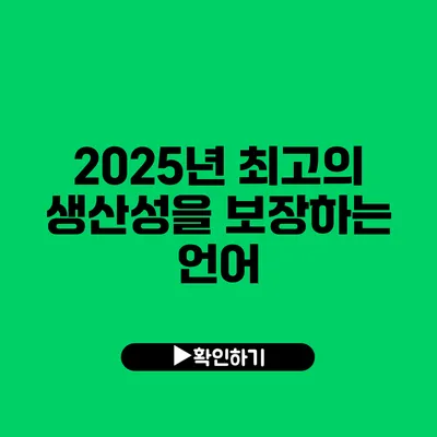 2025년 최고의 생산성을 보장하는 언어