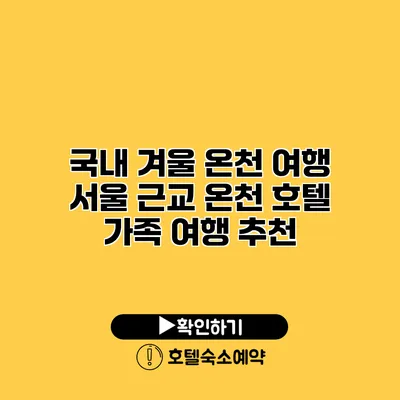 국내 겨울 온천 여행 서울 근교 온천 호텔 가족 여행 추천