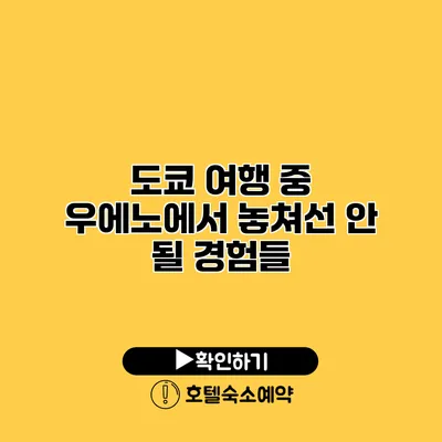 도쿄 여행 중 우에노에서 놓쳐선 안 될 경험들