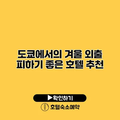 도쿄에서의 겨울 외출 피하기 좋은 호텔 추천