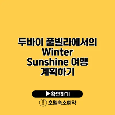 두바이 풀빌라에서의 Winter Sunshine 여행 계획하기