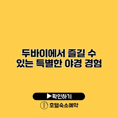 두바이에서 즐길 수 있는 특별한 야경 경험