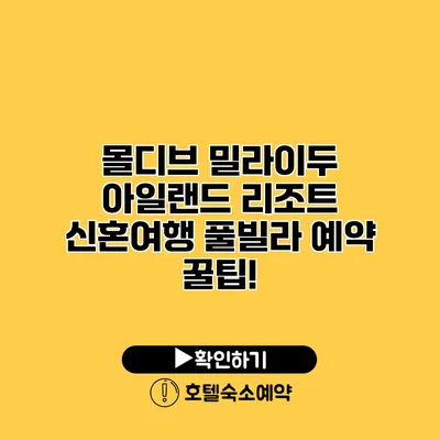 몰디브 밀라이두 아일랜드 리조트 신혼여행 풀빌라 예약 꿀팁!