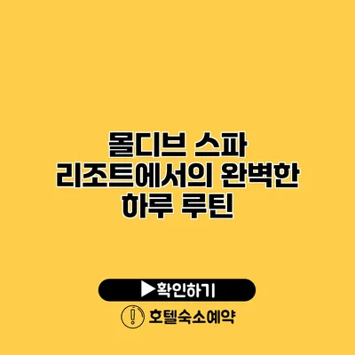 몰디브 스파 리조트에서의 완벽한 하루 루틴