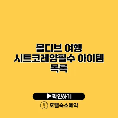 몰디브 여행 시트코레양필수 아이템 목록