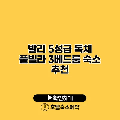 발리 5성급 독채 풀빌라 3베드룸 숙소 추천