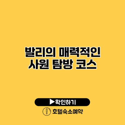 발리의 매력적인 사원 탐방 코스