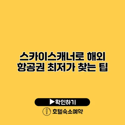 스카이스캐너로 해외 항공권 최저가 찾는 팁