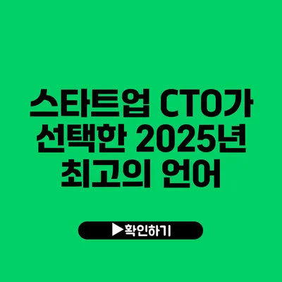 스타트업 CTO가 선택한 2025년 최고의 언어