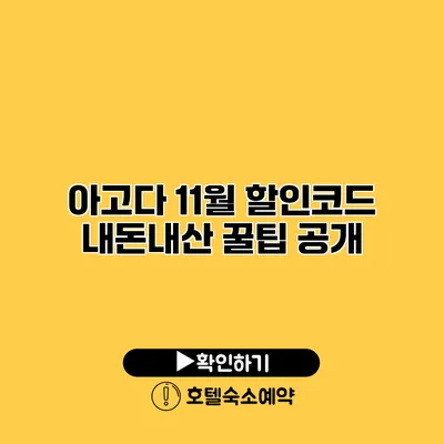 아고다 11월 할인코드 내돈내산 꿀팁 공개