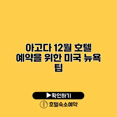 아고다 12월 호텔 예약을 위한 미국 뉴욕 팁