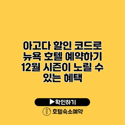 아고다 할인 코드로 뉴욕 호텔 예약하기 12월 시즌이 노릴 수 있는 혜택