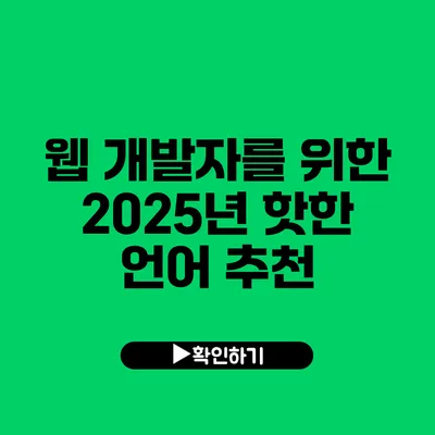 웹 개발자를 위한 2025년 핫한 언어 추천