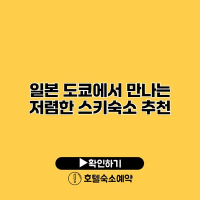 일본 도쿄에서 만나는 저렴한 스키숙소 추천