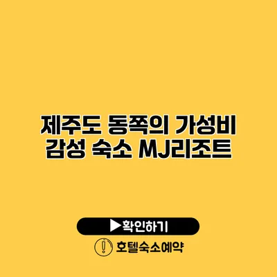 제주도 동쪽의 가성비 감성 숙소 MJ리조트