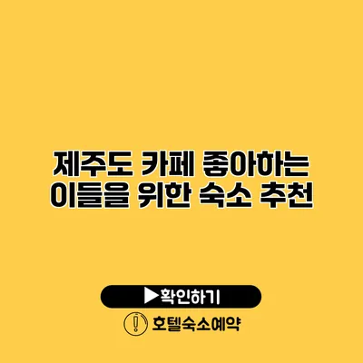 제주도 카페 좋아하는 이들을 위한 숙소 추천