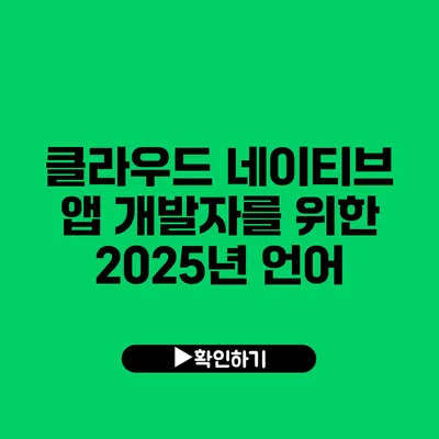 클라우드 네이티브 앱 개발자를 위한 2025년 언어