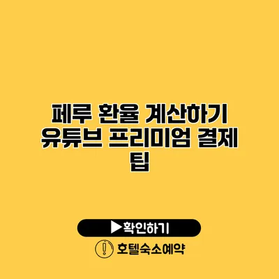 페루 환율 계산하기 유튜브 프리미엄 결제 팁