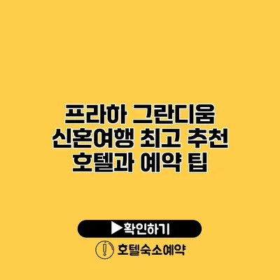 프라하 그란디움 신혼여행 최고 추천 호텔과 예약 팁