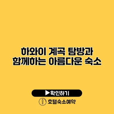 하와이 계곡 탐방과 함께하는 아름다운 숙소