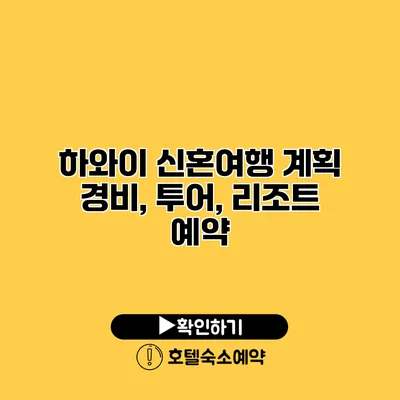 하와이 신혼여행 계획 경비, 투어, 리조트 예약