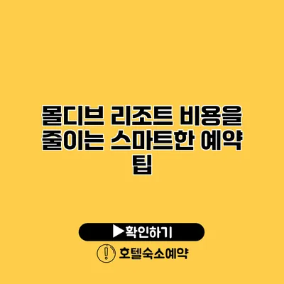 몰디브 리조트 비용을 줄이는 스마트한 예약 팁